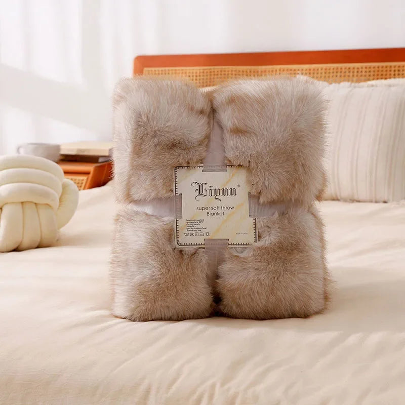 Decorbites™ Luxus Kunstfuchs-Plüschdecke: Dick, warm, weich, Sofabezug – Hochwertige einheitliche Farbe