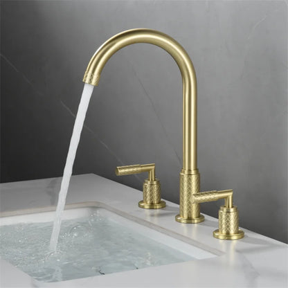 Decorbites™ Schwarzer Messing Beckenarmatur mit Wasserfall-Effekt und 3-Loch-Design