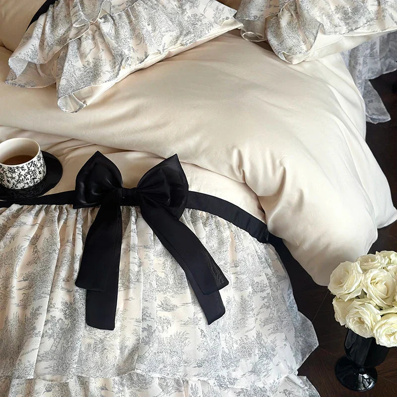 Bow Ruffles Cotton Bedding