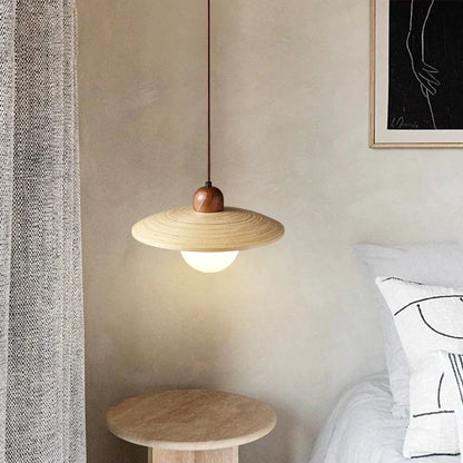 Decorbites™-Creme Japanischer Stil Holzanhänger-Kronleuchter für Schlafzimmer und Esszimmer
