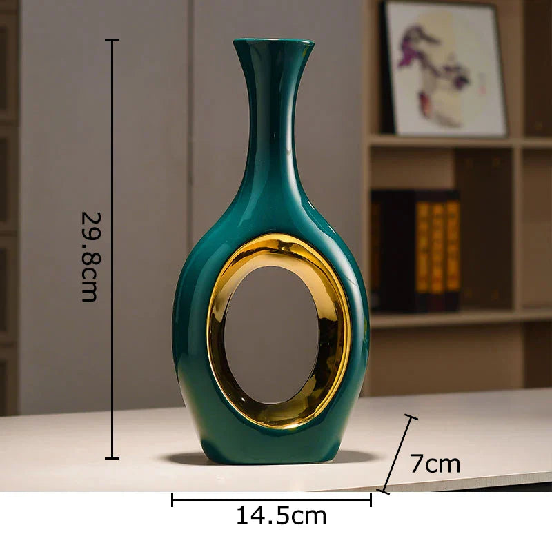 Gold Ceramic Floral Vase