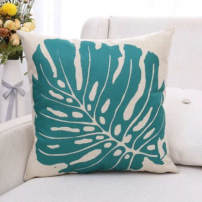 Decorbites™ Grüne Pflanzenblätter Blume Leinen Kissenbezug - Moderner Sofawurfkissenbezug