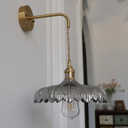 Decorbites™ Amber Vintage LED Wandlampe Glas Kupfer Zugschalter für Schlafzimmer