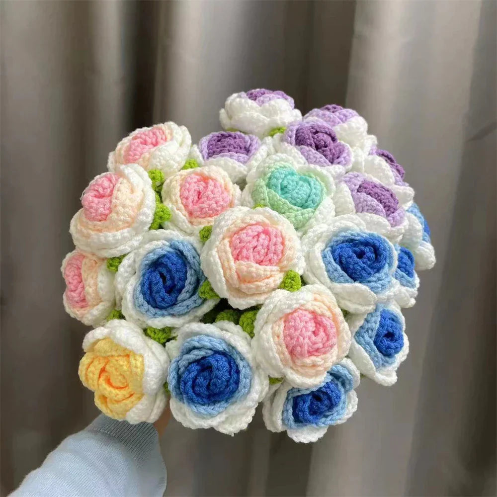 Decorbites™ Strauß aus gehäkelten Rosen DIY Häkelanleitung Hochzeitsgeschenk Muttertag-Geschenk