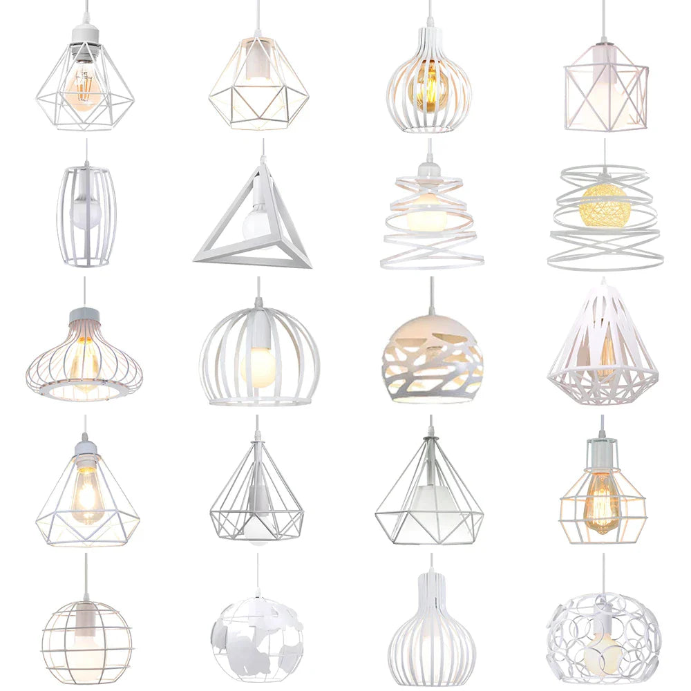 Decorbites™ Industrielles Vintage Weißes Schmiedeeisernes Käfig-Pendant-Licht für Wohnzimmer Schlafzimmer Esszimmer Loft