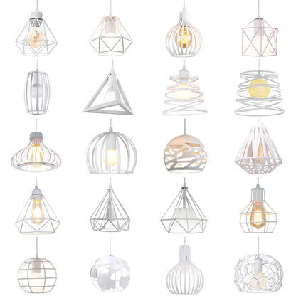 Decorbites™ Industrielles Vintage Weißes Schmiedeeisernes Käfig-Pendant-Licht für Wohnzimmer Schlafzimmer Esszimmer Loft