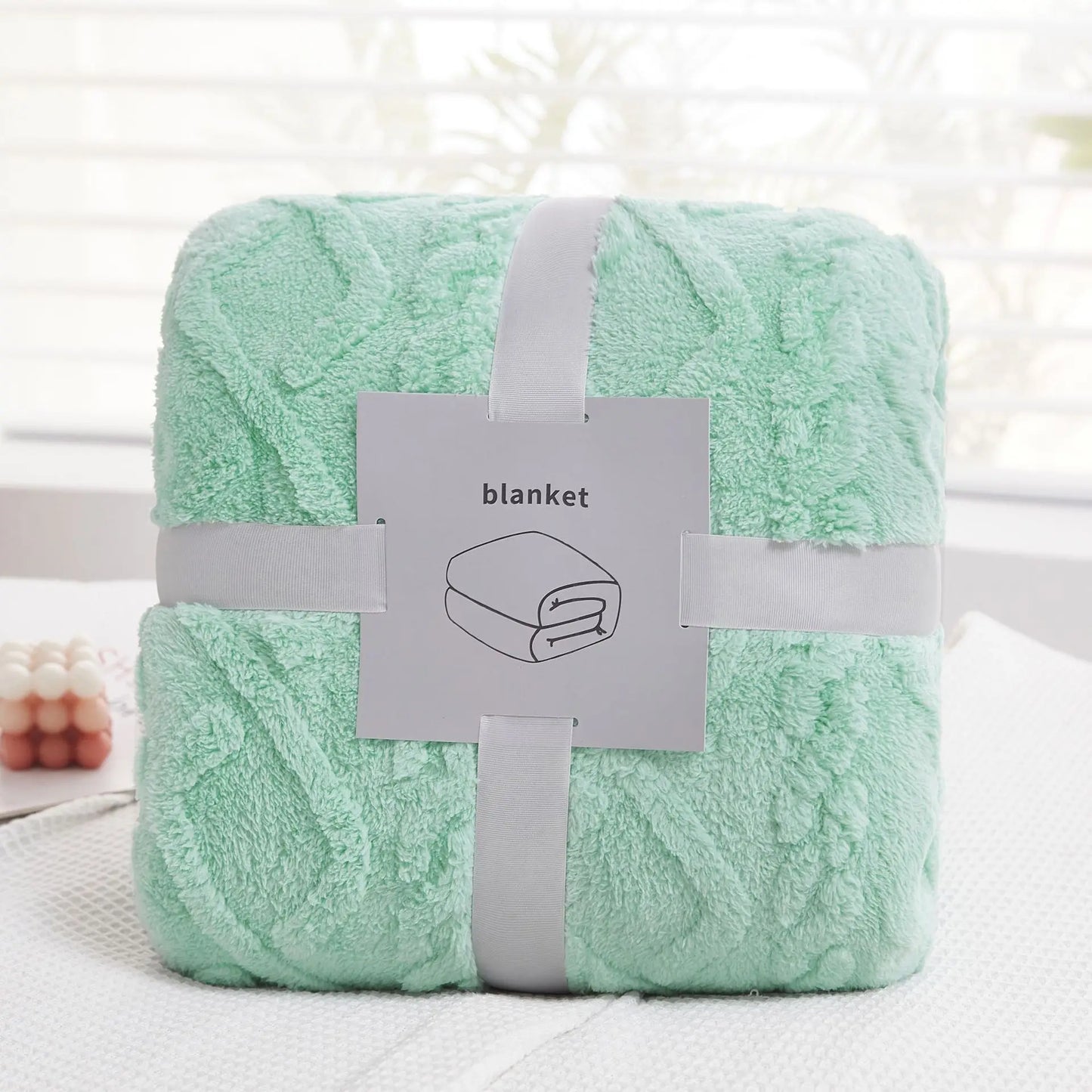 DecorBites™ Cozy Jacquard Plush Blanket: Soft Winter Sofa Throw, Office Travel Nap Shawl