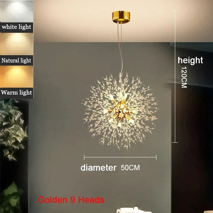 Modern Dandelion Starburst Pendant Light In Chrome