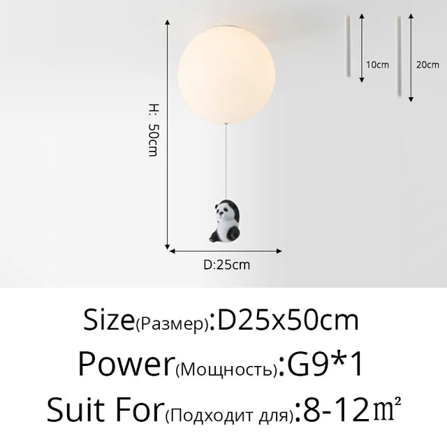 Decorbites™ Kinder-Karikatur-Panda-Eisbär-Deckenleuchte für Jungen- und Mädchen-Schlafzimmer