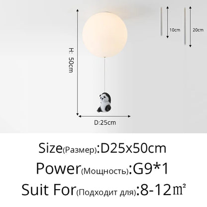 Decorbites™ Kinder-Karikatur-Panda-Eisbär-Deckenleuchte für Jungen- und Mädchen-Schlafzimmer