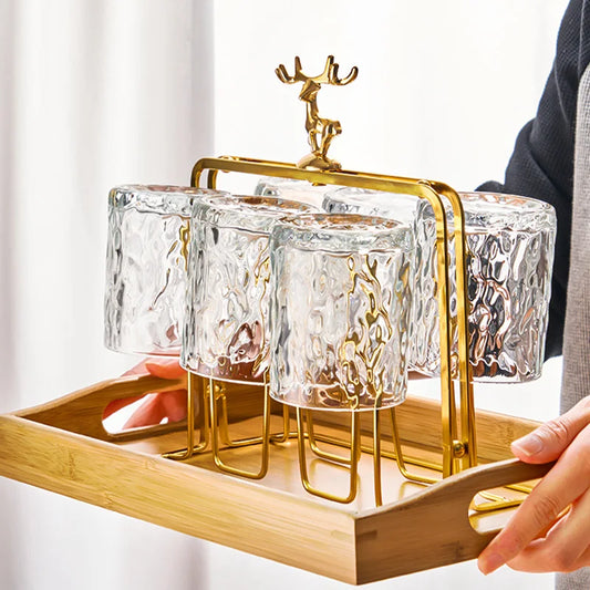 Decorbites™ Glasablage: Europäischer Metallbecherhalter mit Weihnachts-Rentier-Dekoration