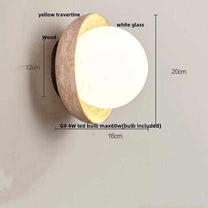 DecorBites™ LED Wall Lamp Pull Chain Yellow Stone Modern Mirror Light