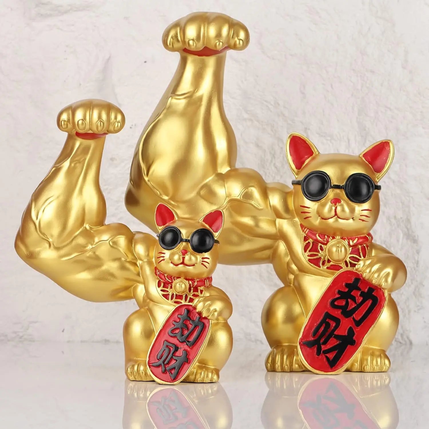 Resin Muscle Cat Sculpture