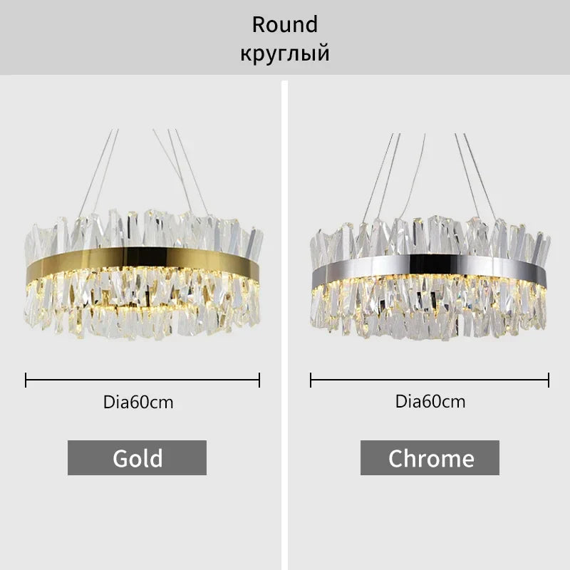 DecorBites™ Crystal LED Chrome Pendant Chandelier for Kitchen Dining Living Room