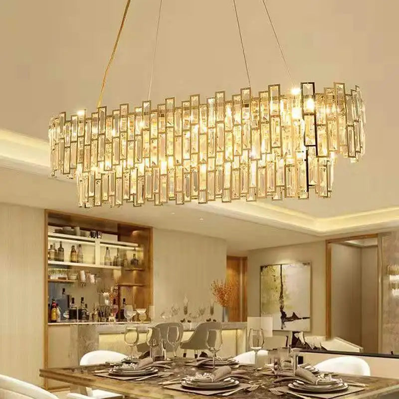 Decorbites™ Gold-Stahl-Kristall-Hängeleuchter - Luxuriöse LED-Hängeleuchte für Esszimmer