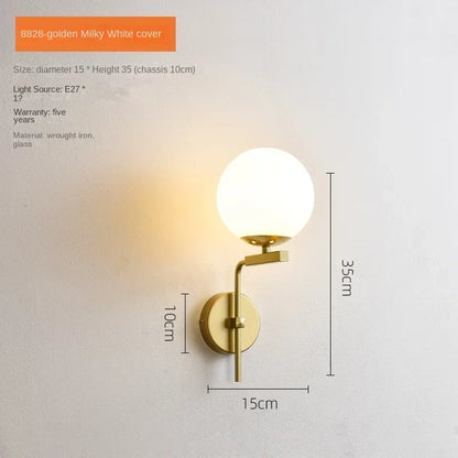 Decorbites™ Glas-Kugel-LED-Wandleuchte Moderne Wandlampe Nachttischleuchte Vintage-Loft Gold Schwarz
