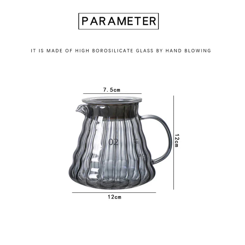 Decorbites™ Glas-Kaffeekanne, 600 ml Pour-Over-Kanne mit Gummideckel