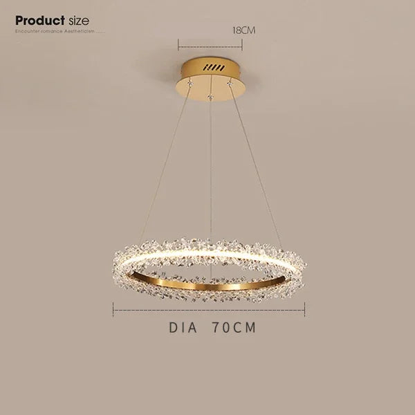 Gold Crystal Ring Chandelier Dia90cm Living Room
