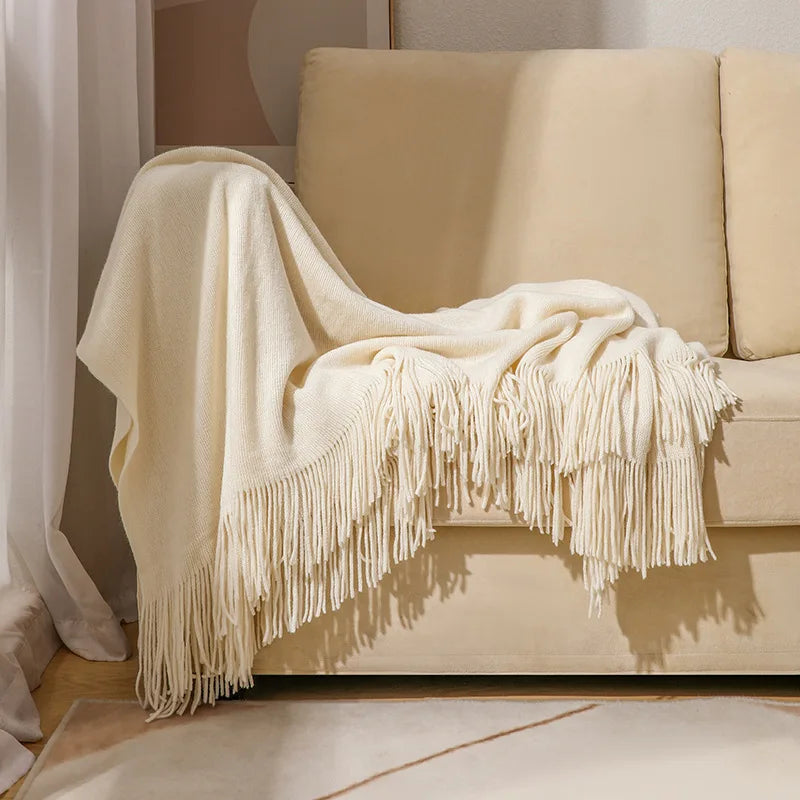 Decorbites™ Gestrickte Nordische Sofadecke - Weiche Wollmischung Bettrandtuch für Hotel-Schlafzimmer-Dekoration