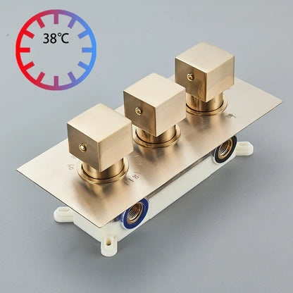 DecorBites™ Gold Thermostatic Rain Waterfall Shower Faucet Set - Wall Mounted Shower System