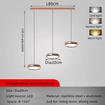 DecorBites™ Circular Dining Pendant Chandelier LED Light for Kitchen, Living Room & Bedroom