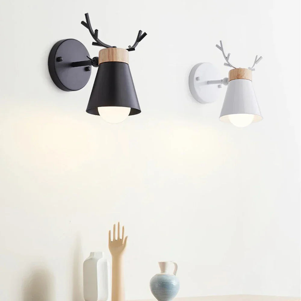 Decorbites™ LED Geweih-Wandleuchte Holz Nordisch Vintage Modern Loft Schlafzimmer-Beleuchtung E27