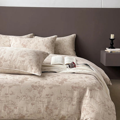 Decorbites™ Leinen-Baumwoll-Jakard-Bettwäsche-Set mit Steppdecke, Laken und Kissenbezügen