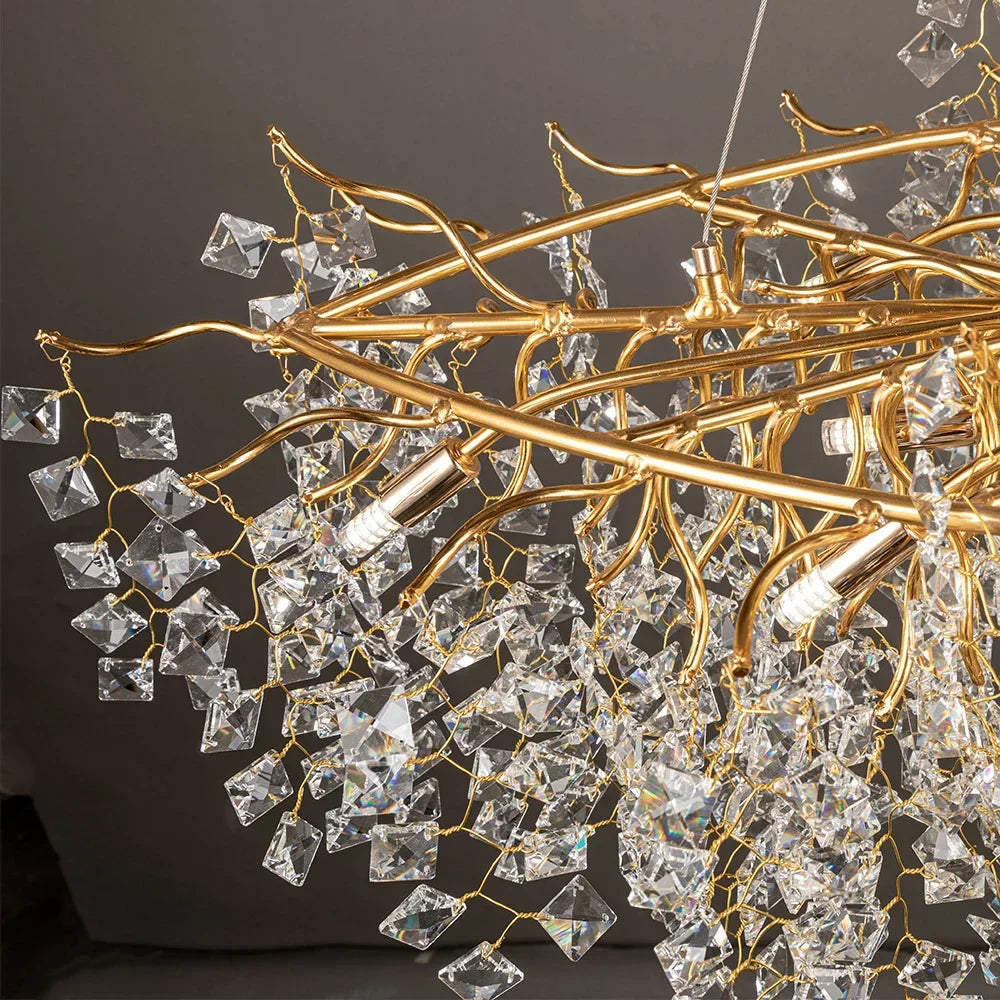 Decorbites™ Gold Kristall-Kronleuchter LED Rundleuchte Inselzweiglampen-Kronleuchter