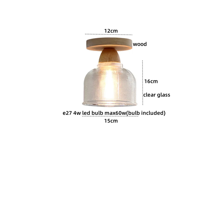 DecorBites™ Crystal Wood LED Ceiling Lamp Clear Glass Modern Indoor Lighting