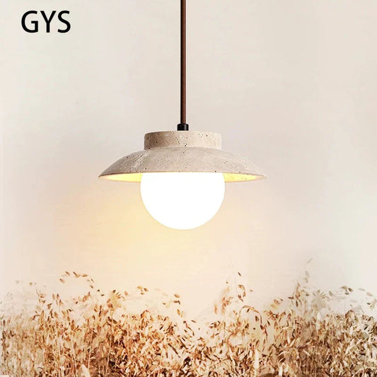 DecorBites™ Cream Stone Chandelier Pendant Lamp - Nordic Style Bedroom Hanging Light