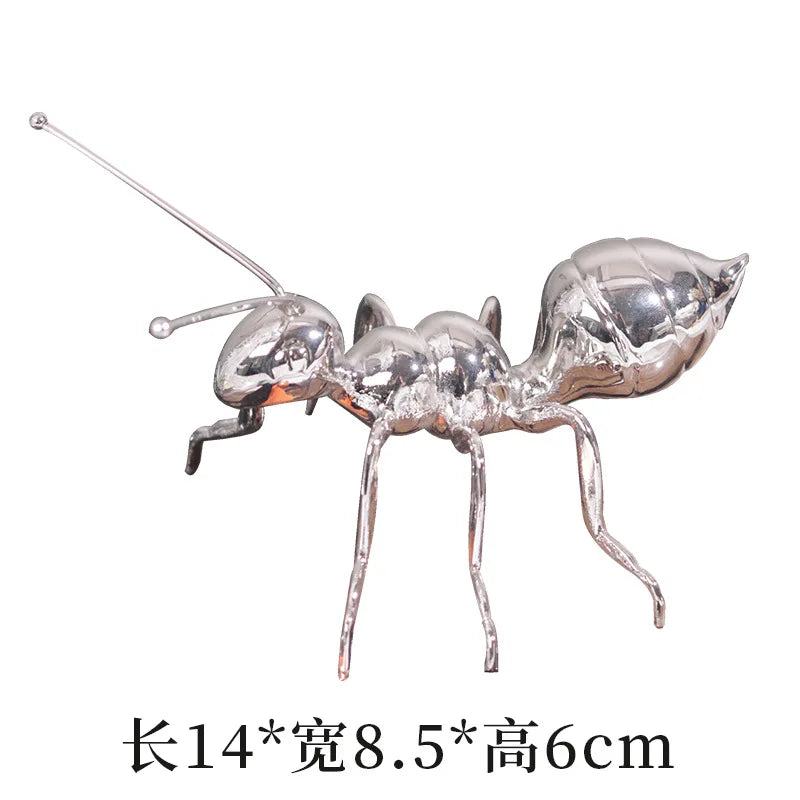 DecorBites™ Golden Ant Metal Sculpture Figurine Home Decor Insect Ornament