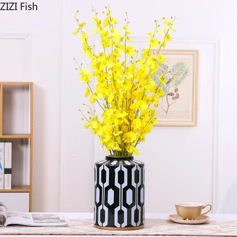 Decorbites™ Geometrische Streifen Keramikvase Heimdekoration Aufbewahrungstank Wohnzimmer Tisch