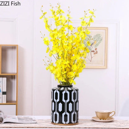 Decorbites™ Geometrische Streifen Keramikvase Heimdekoration Aufbewahrungstank Wohnzimmer Tisch