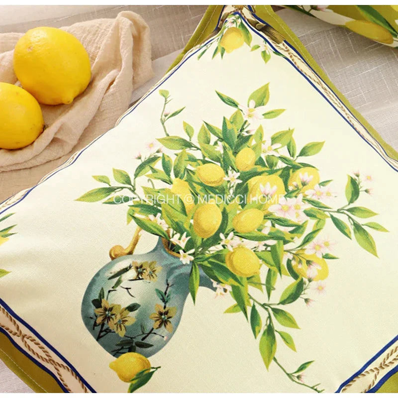 Decorbites™ Zitronen-Print Chenille Kissenbezug 45x45 cm - Wasserdicht Nordisches DekorCase