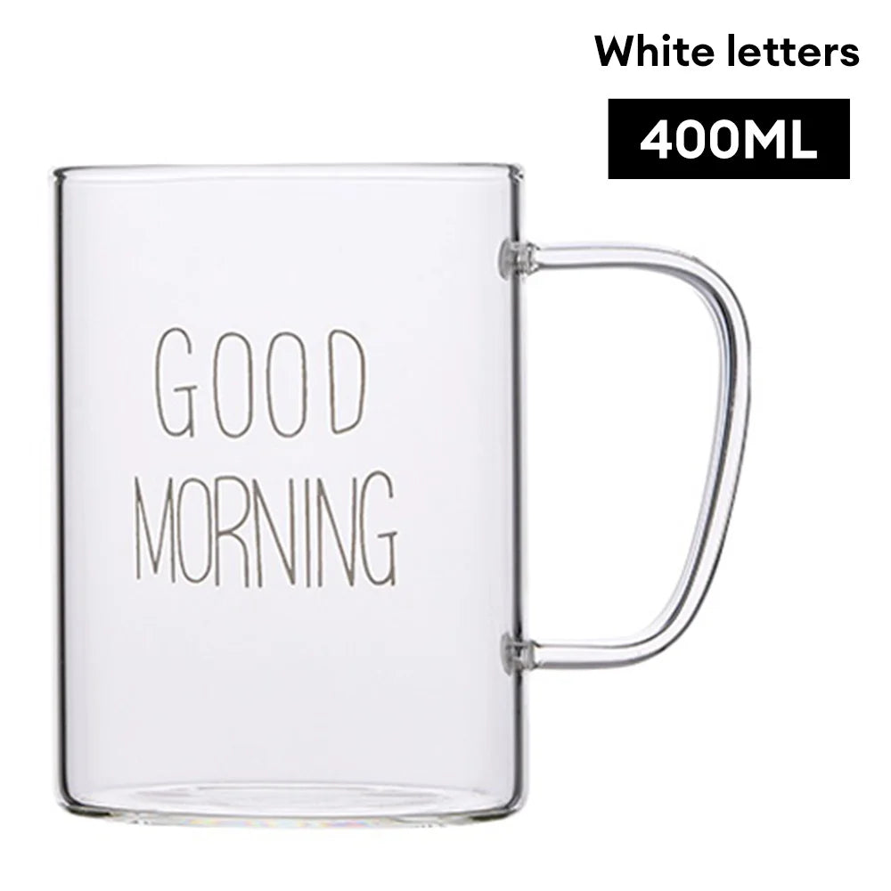 Decorbites™ Guten Morgen Glasbecher - Transparenter Becher mit Henkel