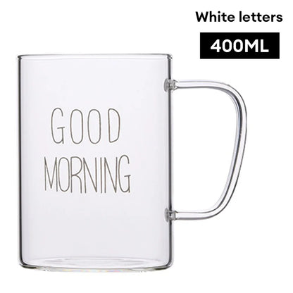 Decorbites™ Guten Morgen Glasbecher - Transparenter Becher mit Henkel