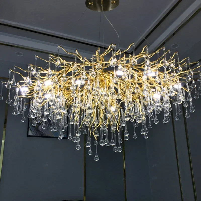 Decorbites™ Kristall-LED-Wohnzimmer-Kronleuchter, moderner Luxus-Wassertropfen-Pendant-Lampe