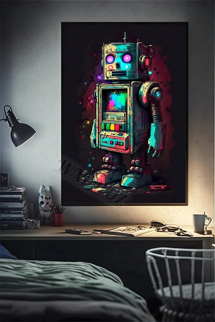 80s Retro Funny Monkey Player Gamepad Picture For Gaming Room Living Canvas Painting Print Wall Art Home Decor Aesthetics Poster