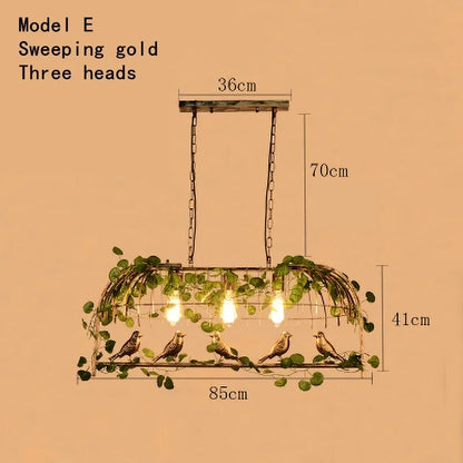 DecorBites™ Green Leaf Bird Cage Chandelier for Dining Table and Garden Decor