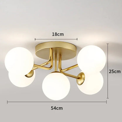 Decorbites™ Gold-Glas-Deckenleuchte. Modernes rundes gewelltes Design für Schlafzimmer, Wohnzimmer, Garderobe.