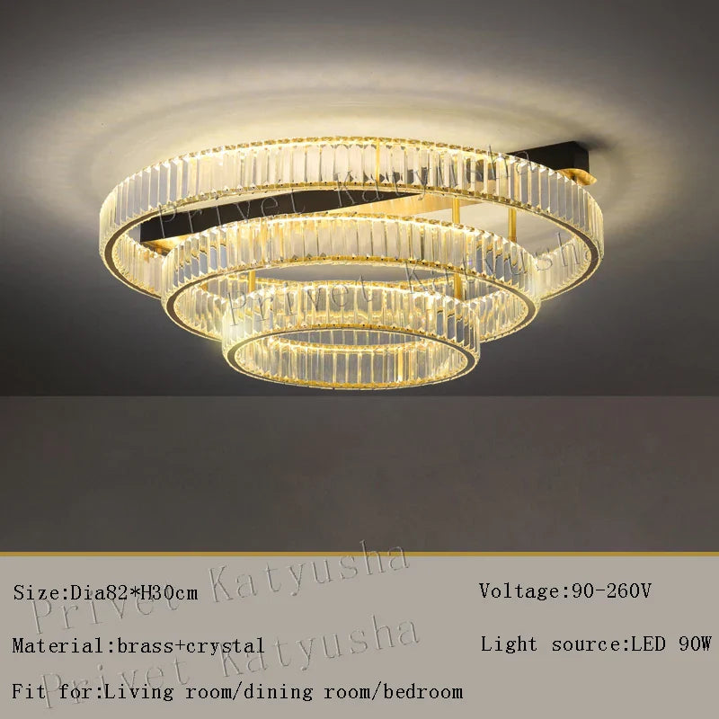 Gold Crystal Copper Ceiling Lamp