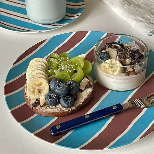 Decorbites™ Koreanischer Stil Rundes Essensgeschirr aus Bambusfaser für Desserts, Früchte und Kuchen