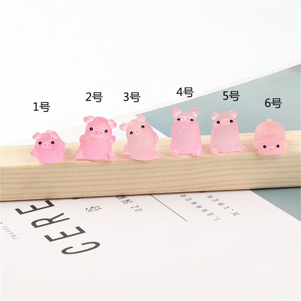 Decorbites™ Kawaii-Schweinchen-Miniaturen Terrarien-Figuren 6 Stk. Bastelarbeiten Heimdekoration