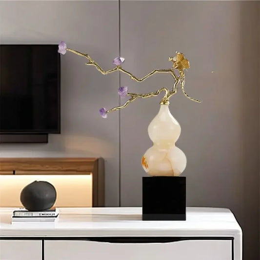 Decorbites™ Kristall-Jade-Kürbis-Reichtum-Dekoration - Modernes Leicht-Luxuriöses Akzentstück