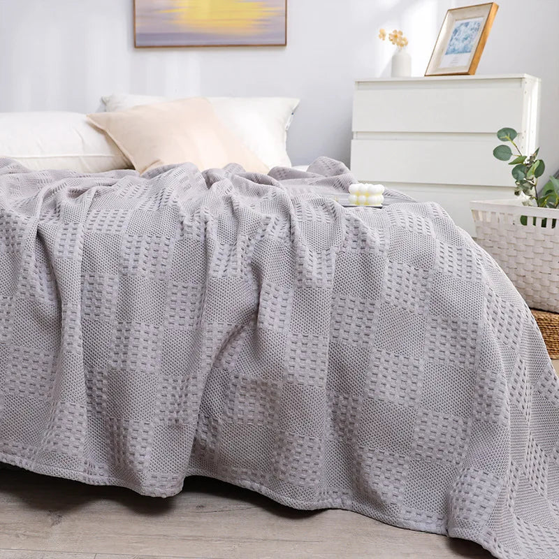 Decorbites™ Waben-Waffel-Baumwoll-Decken – Ideal für Betten, Sofas, Reisen und Picknicks
