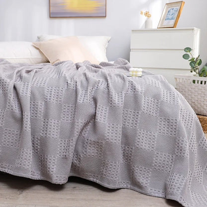 Decorbites™ Waben-Waffel-Baumwoll-Decken – Ideal für Betten, Sofas, Reisen und Picknicks