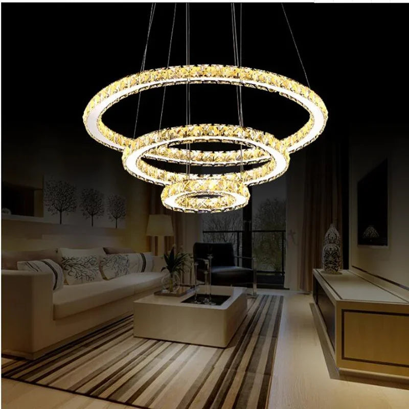 Decorbites™ Kristall-LED-Kronleuchter: Moderne Chrom-Lüster-Ring-Beleuchtung für das Wohnzimmer