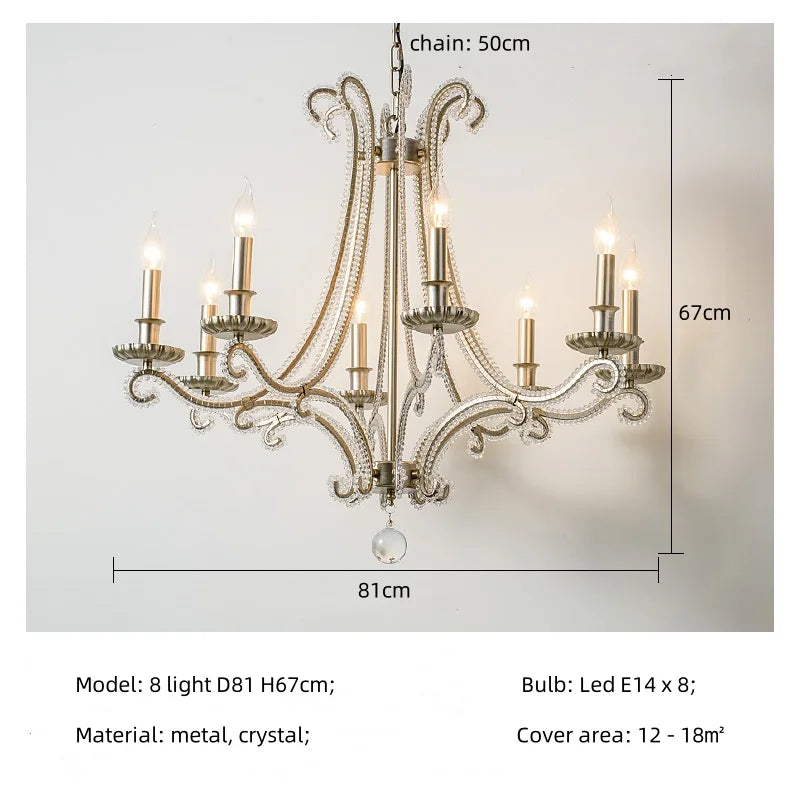 Decorbites™ Kristall-LED-Kronleuchter: Französisches Wohnzimmer Retro E14 Anhängerleuchte für die Hausdekoration