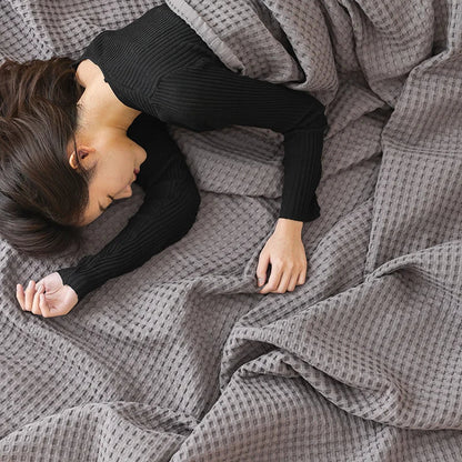 DecorBites™ Cotton Honeycomb Towel Blanket for Single Double - Breathable Cozy Sofa Cover