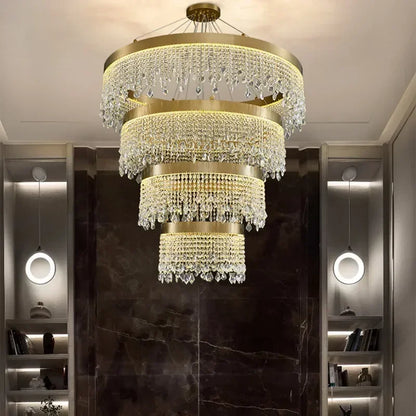 DecorBites™ Crystal Circle LED Chandelier for Luxury Living Room Décor